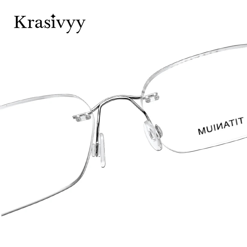 Krasivyy Pure Titanium Rimless Glasses Frame Men Prescription Eyeglasses Germany Women Myopia Optical Frame Screwless Eyewear