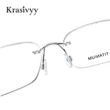 Krasivyy Pure Titanium Rimless Glasses Frame Men Prescription Eyeglasses Germany Women Myopia Optical Frame Screwless Eyewear