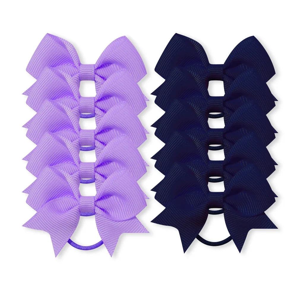 10Pcs/lot Grosgrain Ribbon Pigtail Hair Bows Elastic Hair Ties Hair Bands Holders Girls Baby Hair Accessories for Baby Infants