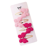 4Pcs/set Butterfly Hair Clip Set for Girls Double Layered Bow Cute Bangs Hair Pin Cotton Safe Kids Baby Hair Accessories Set