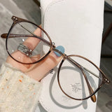Round Blue Light Blocking Short Sighted Eyewear Luxury Ladies Myopia Glasses Unisex Fashion Women's Minus Sight Eyeglasses -4.0