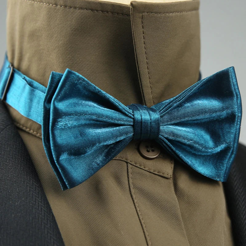 4 Styles Solid Color Black White Wine Bow Ties New Ribbon Gilded Butterfly Double Layered Wedding Party Bowknot Tuxedo Cravat