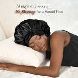 New Satin Double Layer Bonnet Solid Wide Tie Band Stretch Head Silky Bonnet Edge Wrap Nightcap Hair Care Shower Bonnet for Women