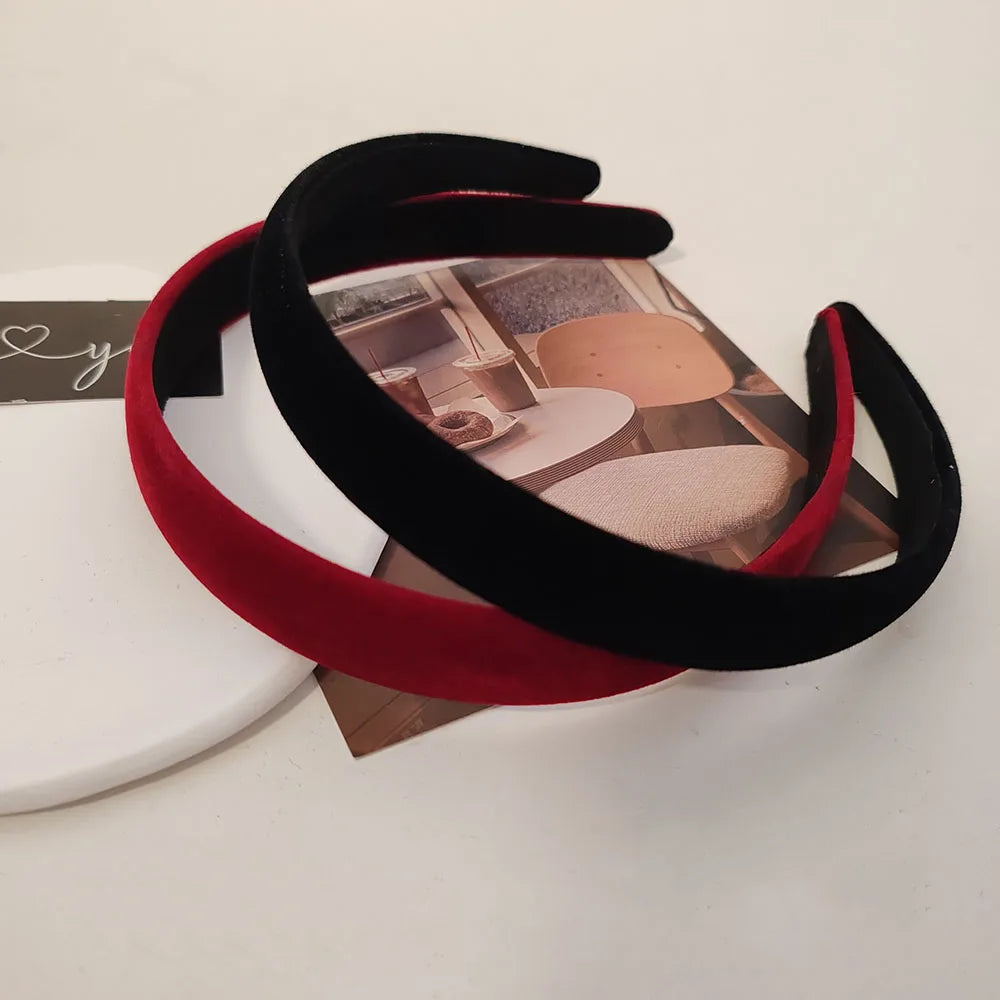 2pc European and American Red Black Velvet Headband Women Girls Hair Bands Elegant Hairband for Holiday Party Hair Accessories
