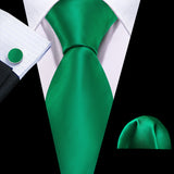 Luxury Silk Mens Ties Set Black Green Leaves Floral Neck Tie Handkerchief Cufflinks Set Wedding Business Party Barry·Wang 5938