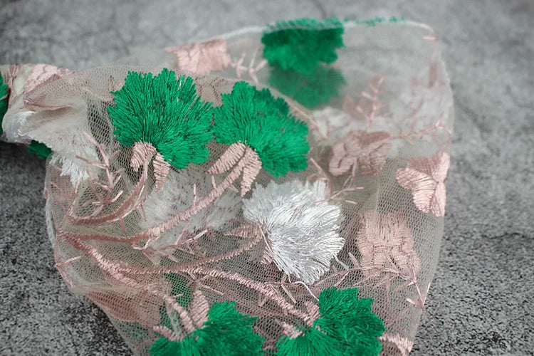 New Wide Headband for Women Ethnic Embroidery Flower Mesh Wide Edge Headbands Hibiscus Mutabilis Lace Bandaba Turban Headwear