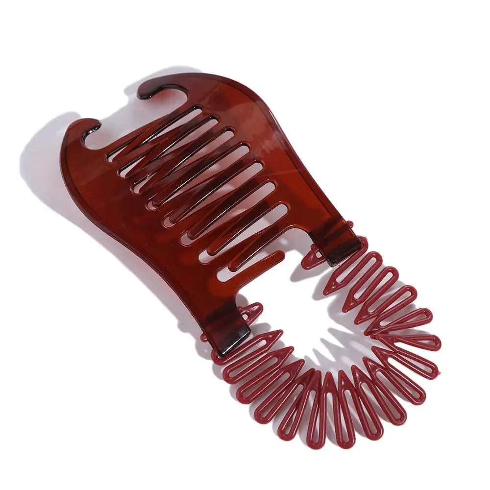 Women Comb Hair Riser Claw Flexible Headwear Black Brown Banana Barrettes Clip Hair Holding Tool Fashion Elastics Hair Comb