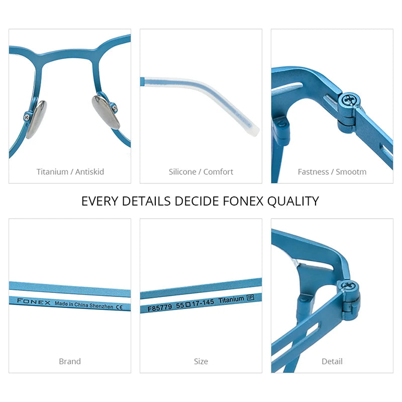 FONEX Titanium Glasses Frame Men New Brand Design Square Eyewear Ultralight-Weight Japanese High Quality Eyeglasses Frames 85779