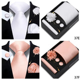 Top Quality Solid color Ties Hanky Cufflinks Brooch Set Elegant Jacquard Necktie For Men Business Wedding In Gift Box Gravatas