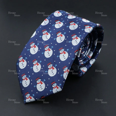 Classic Red Blue Christmas Tie For Men Father Festival Gift Santa Claus Snowman Tree Snowflake Elk Necktie Skinny 7cm Accessory