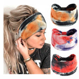 Tie Dye Headbands for Women Wide Turban Headwrap Knotted Vintage Hairbands Cotton Bandanas Bandage Headscarf Hair Accessories
