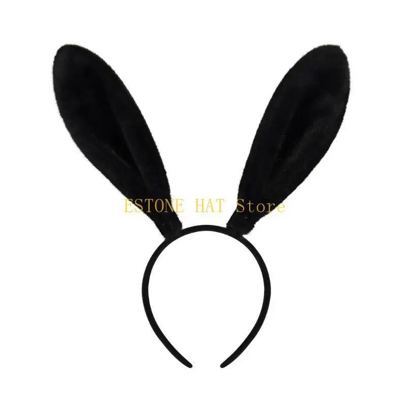 49MF Lovely Bunny Ear Hair Hoop Hair Holder Live Broadcasting Spring Cosplay Party Headwear for Teens Woman