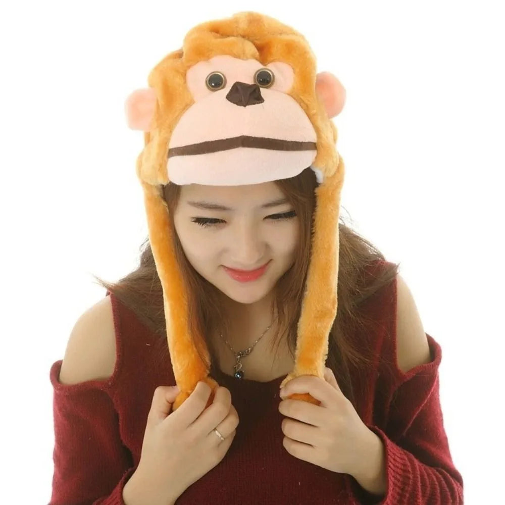 Cute Cosplay Costume Green Headgear Female Beanie Caps Cartoon Winter Autumn Hats Plush Hat Big Frog Eyes Hat Rabbit Bunny Ears