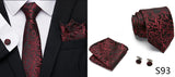 Luxury Tie Handkerchief Pocket Squares Cufflink Set Necktie For Men Blue Red Clothing Accessories