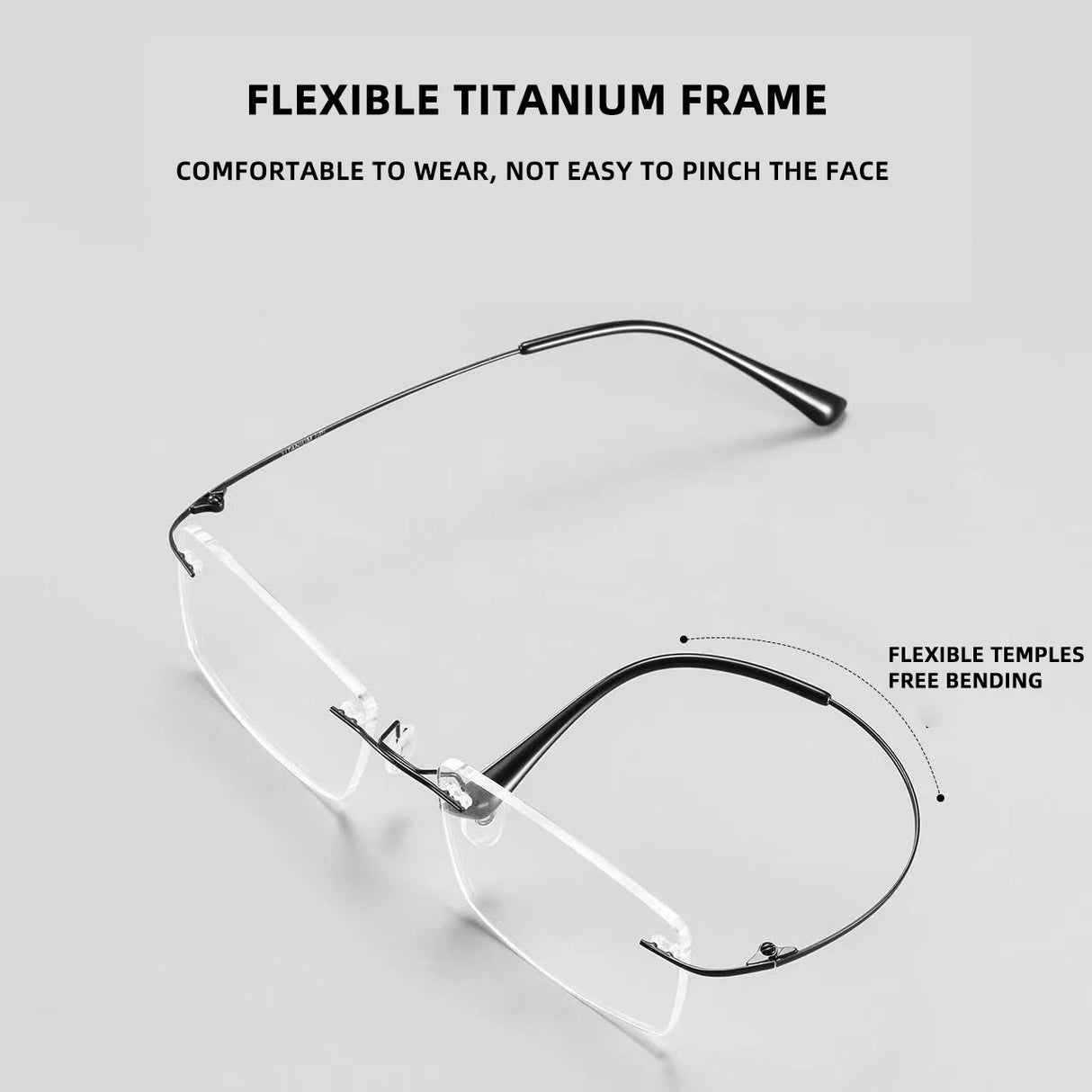 Titanium Reading Glasses Men High Quality Magnifying Presbyopic Eyeglasses Titanium Frames Anti Blue Light Rimless Glasses Men