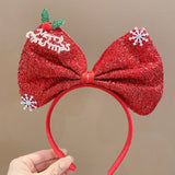 Navidad Bows Elastic Headbands for Adult Children's Hair Accessories Happy Christmas New Year Party Merry  Xmas Headdress Supply