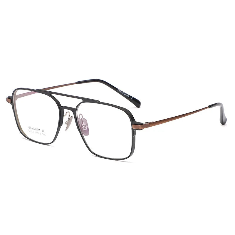 Light Pure Titanium Frames Retro Polygon Spectacle Pilot Ultra Double Bridge Customized Optical Prescription Eyeglasses Man