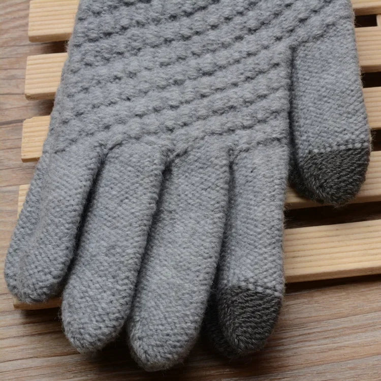 Women Men Warm Winter Touch Screen Gloves Stretch Knit Mittens Wool Full Finger Guantes Female Crochet Glove