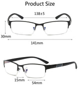 Men's Blue Light Blocking Reading Glasses Vintage Retro Metal Half Frame Eyeglasses Unisex Classic Business Eyewear Presbyopia