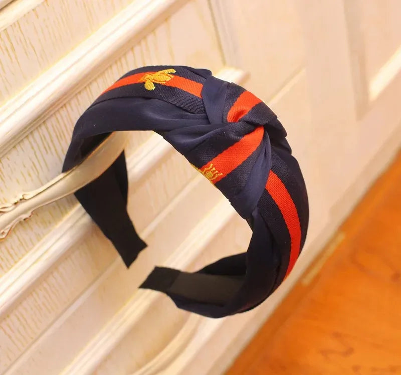 2025 New Fashion Hairband Headband For Women Fashion Turban Striped Hair Band Bee Pattern Print Hair Accessories