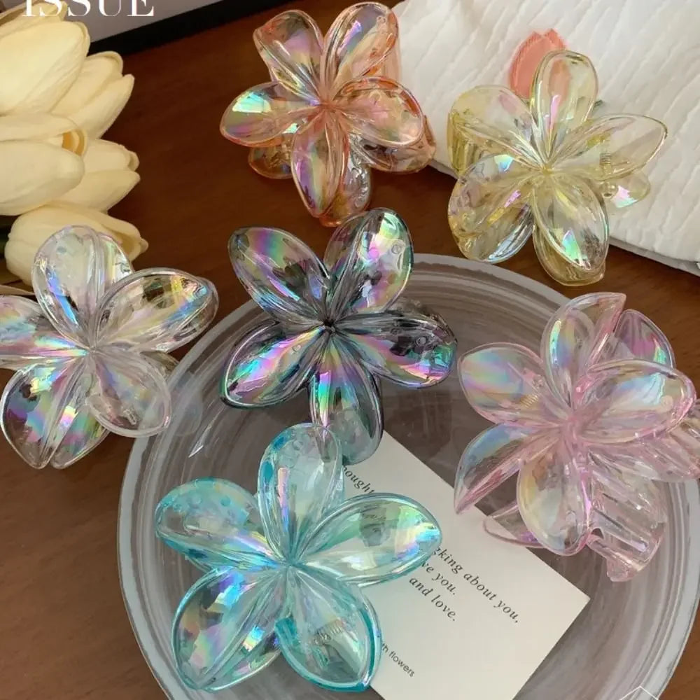 Hairpin Flower Hair Clip Cute Grab Clip Plastic Large Hair Claw Beach Headwear Hair Accessories Transparent Hair Clip Female