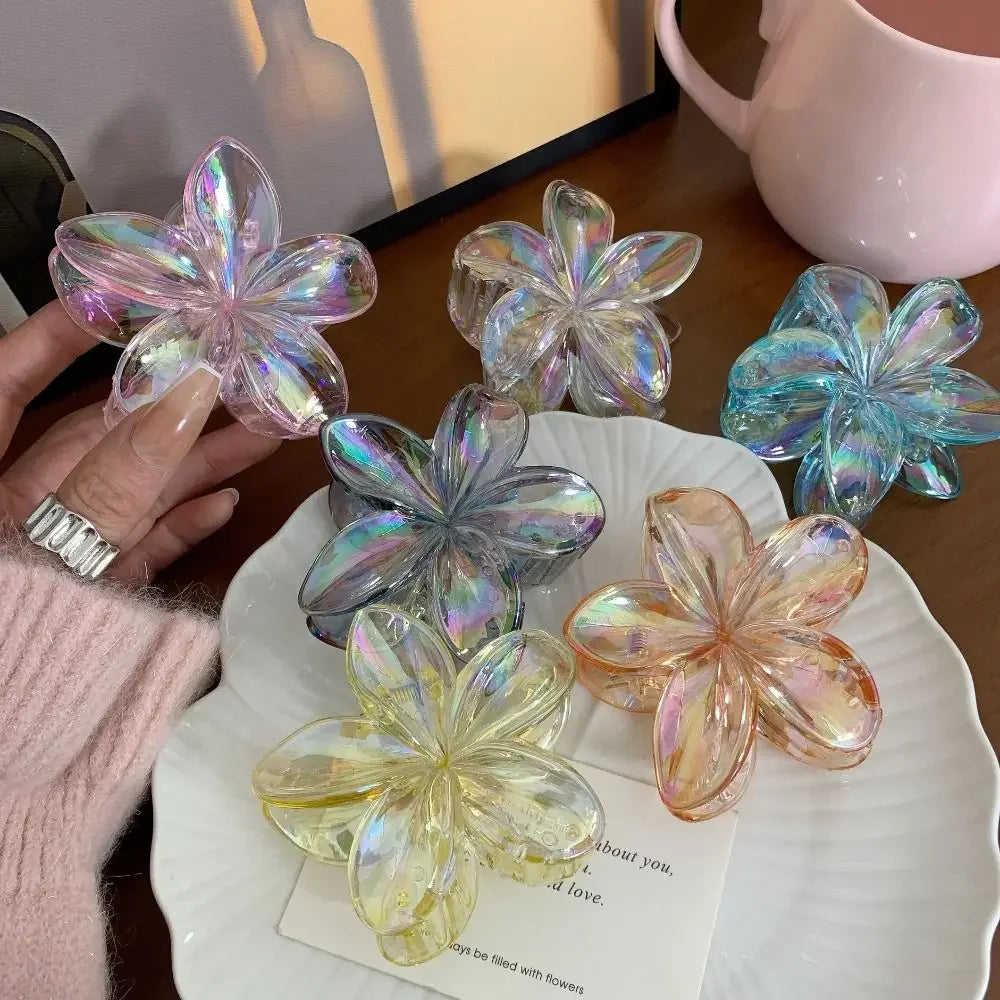Hairpin Flower Hair Clip Cute Grab Clip Plastic Large Hair Claw Beach Headwear Hair Accessories Transparent Hair Clip Female