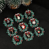 Christmas Wreath Collection Enamel Crystal Brooches With Candy Canes Bells Santa Claus Reindeer Snowman Snowflake Tree Drop
