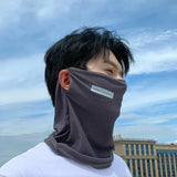 Ice Silk Sunscreen Mask For Men Women Outdoor Cycling Face Cover Solid Color Neck Wrap UV Protection Ear Bandana Scarf Summer