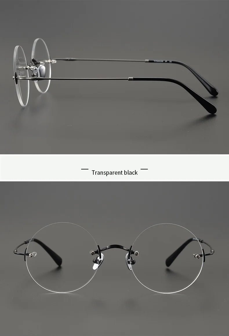 2024 Pure Titanium Round Rimless Glasses Frame Simple Fashion Men Women Small Faces Eyeglasses Light Weight Frameless Spectacles
