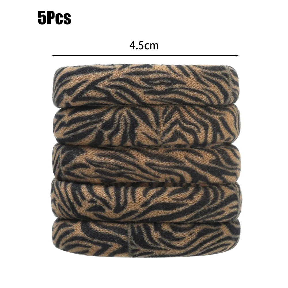 5pcs Leopard Print High Elastic Hair Ties Scrunchie Ties High Elasticity Ponytail Holder Women Girls Hair Rings Rope Accessories