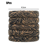 5pcs Leopard Print High Elastic Hair Ties Scrunchie Ties High Elasticity Ponytail Holder Women Girls Hair Rings Rope Accessories