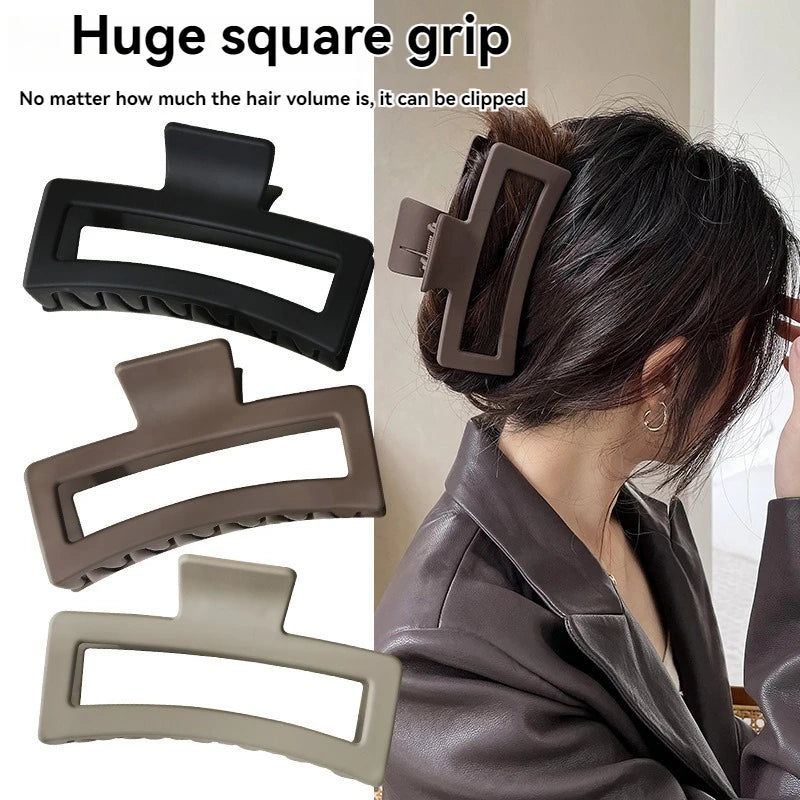 4pcs Hair Claw Simple Style Solid Color Hollow Shark Claw Back Head Hair Clip Large Hair Claw Hair Accessori