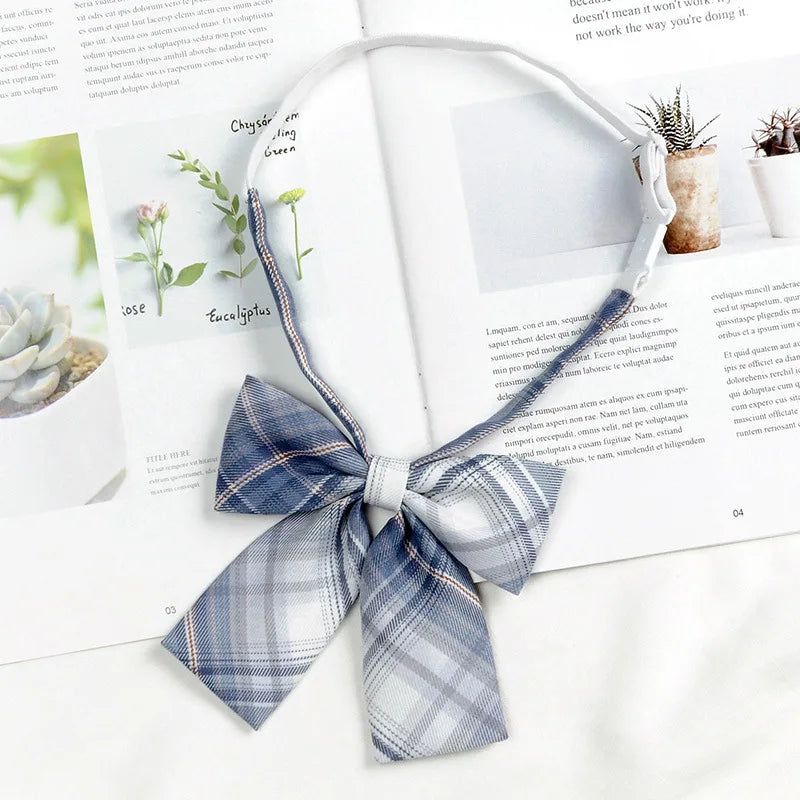 Fashion JK Bowtie Women College Student Collar Tie Cotton Plaid Bowknot Lolita Girls Adjustable Butterfly Anime Cosplay Cravat