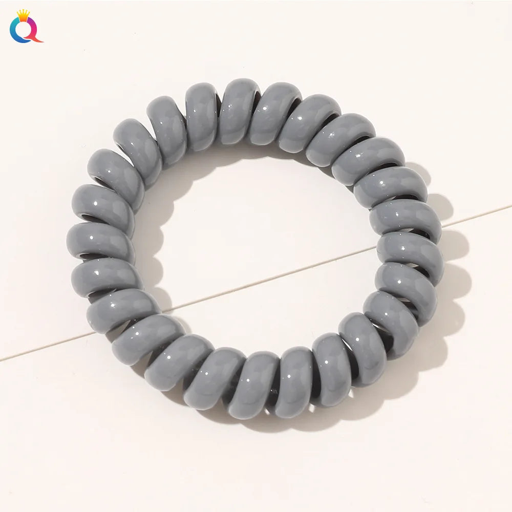 High Elasticity Telephone Coil Hairbands Women Spiral Hair Ties Girls Hair Rings Rope Solid Color Hair Accessories Gum Scrunchy