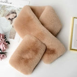 Plush Cross Scarf Faux Rabbit Fur Thickened Soft Scarves Solid Color Autumn Winter Cold Resistant Women Neck Warmer Collar Scarf