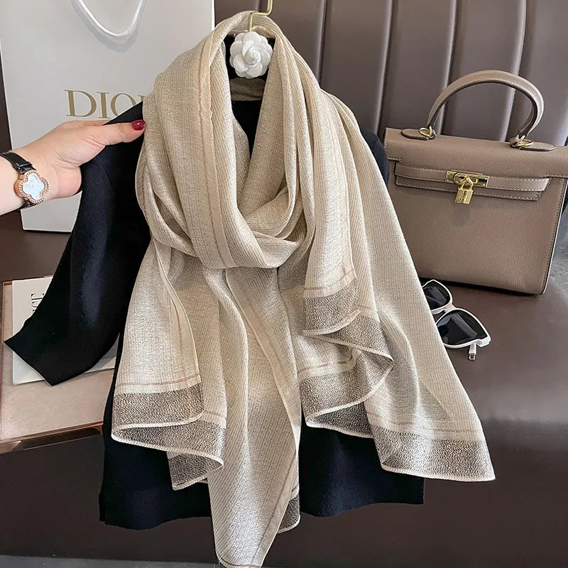 2023 New Women Scarf Winter Warm Solid Silk Wool Shawls Lady Wraps Bufanda Floral Pashmina Luxury Embroidery Warn Scarves