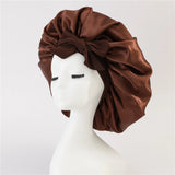 New Satin Sleeping Cap For Women Solid Wide Band Stretch Head Tie Silky Bonnet Edge Wrap Nightcap Hair Care Shower Head Cover