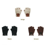 Men Driving Gloves motorcycle locomotive Half Finger Sheepskin Gloves Knitted Leather Male Car gloves guantes de trabajo