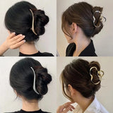 Fashion Geometric Metal Hair Claw Clips for Women Vintage Hair Clamps Crab Headband Hairpin Girls Hair Accessories Headwear