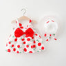 2Piece Sets Summer Toddler Girl Clothes Korean Fashion Flowers Cute Bow Sleeveless Princess Baby Dresses+Sunhat Kids Dress BC136