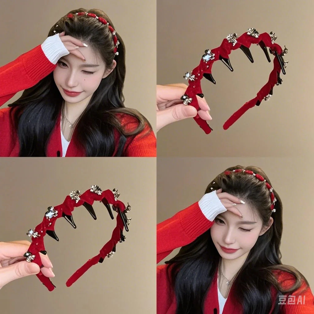 Toothed Non-slip Headbands Women Black Red Hair Hoops Bezel Headwear Ladies Korean Fashion Hair Accessories Hair Bands