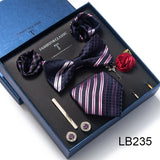 Brand Newest Design Silk Tie Set Handkerchief Pocket Squares Cufflink Bow Tie Clip Necktie Set Bussiness Wedding Suit Gift Box