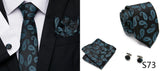 Luxury Tie Handkerchief Pocket Squares Cufflink Set Necktie For Men Blue Red Clothing Accessories