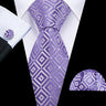 Male Gift Silk Men Tie Set Purple Violet Solid Paisley Striped Wedding Business Tie for Man Necktie Handky Cufflinks Barry.Wang