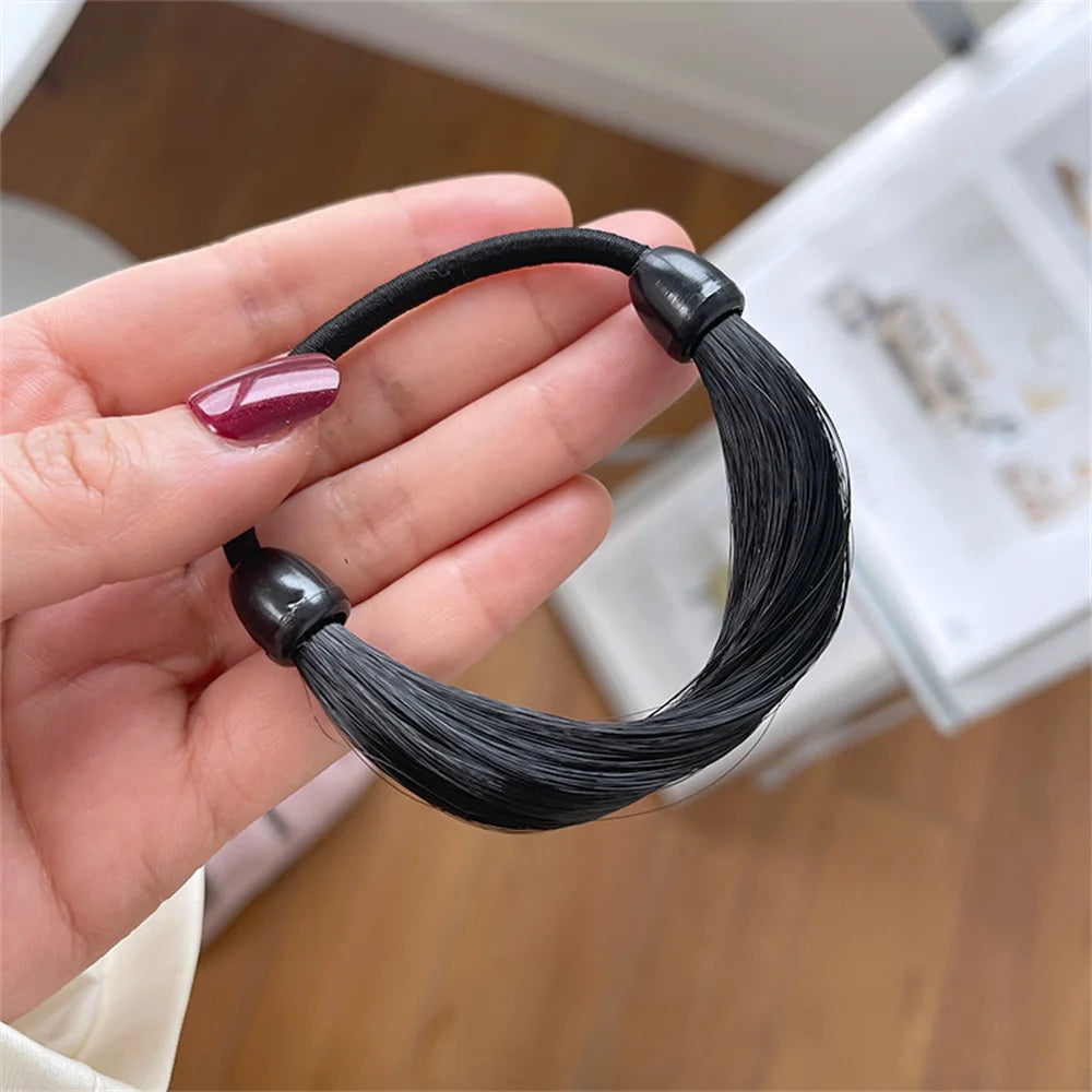 New Faux Wig Elastics Hair Ties for Women Girl Ponytail Wrap Holders Hair Band Simple Temperament Headwear Hair Accessories