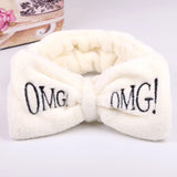Letter OMG Headbands for Women Girls Bow Wash Face Turban Makeup Elastic Hair Bands Coral Fleece Hair Accessories