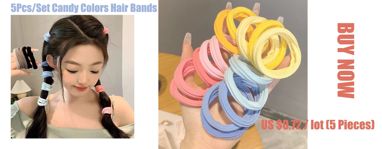 Korean Woman Elegant Satin Elastics Hair Band Solid Color Scrunchies Hair Ties Ladies Ponytail Holder Girls Hair Accessories
