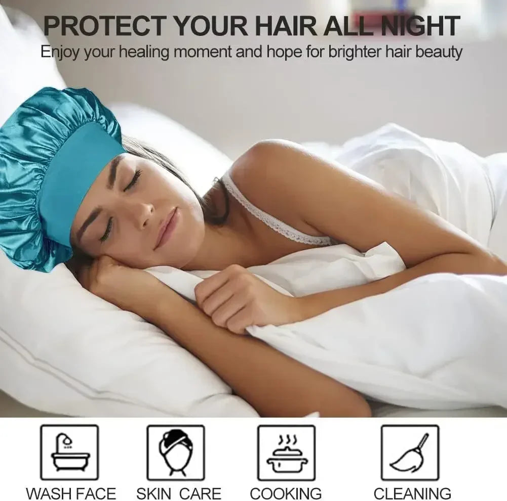 Bonnet Satin Sleeping Hat Hair Night Sleep Cap Head Cover Shower Caps for Bath and Sauna Bathing Shower Cap Bathroom Products