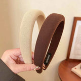 Wild Solid Color Sponge Headband for Women Fashion Girl Wash Face Wide Edge Simple Hair Band