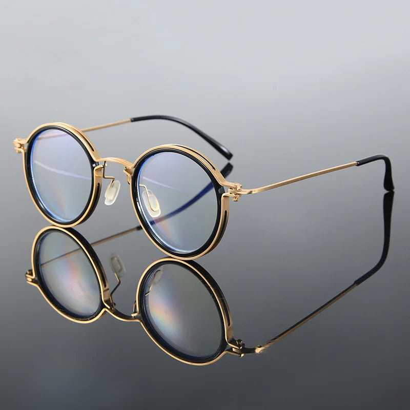 Reading Glasses Men High Quality Round Alloy Magnifying Glasses Eye Prescription 0 To +4 Clear Lens Anti Blue Light Glasses New